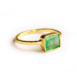 Emerald Morning | Emerald Engagement Ring Hammered 18k Gold - MTD