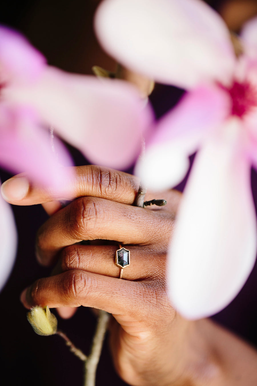 Hexagon Gray Engagement Ring | Gray Diamond Engagement Ring - Melissa Tyson Designs