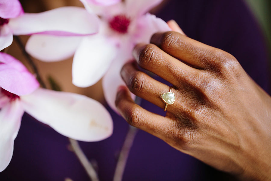 Leaf Gray Diamond Engagement Ring - Melissa Tyson Designs
