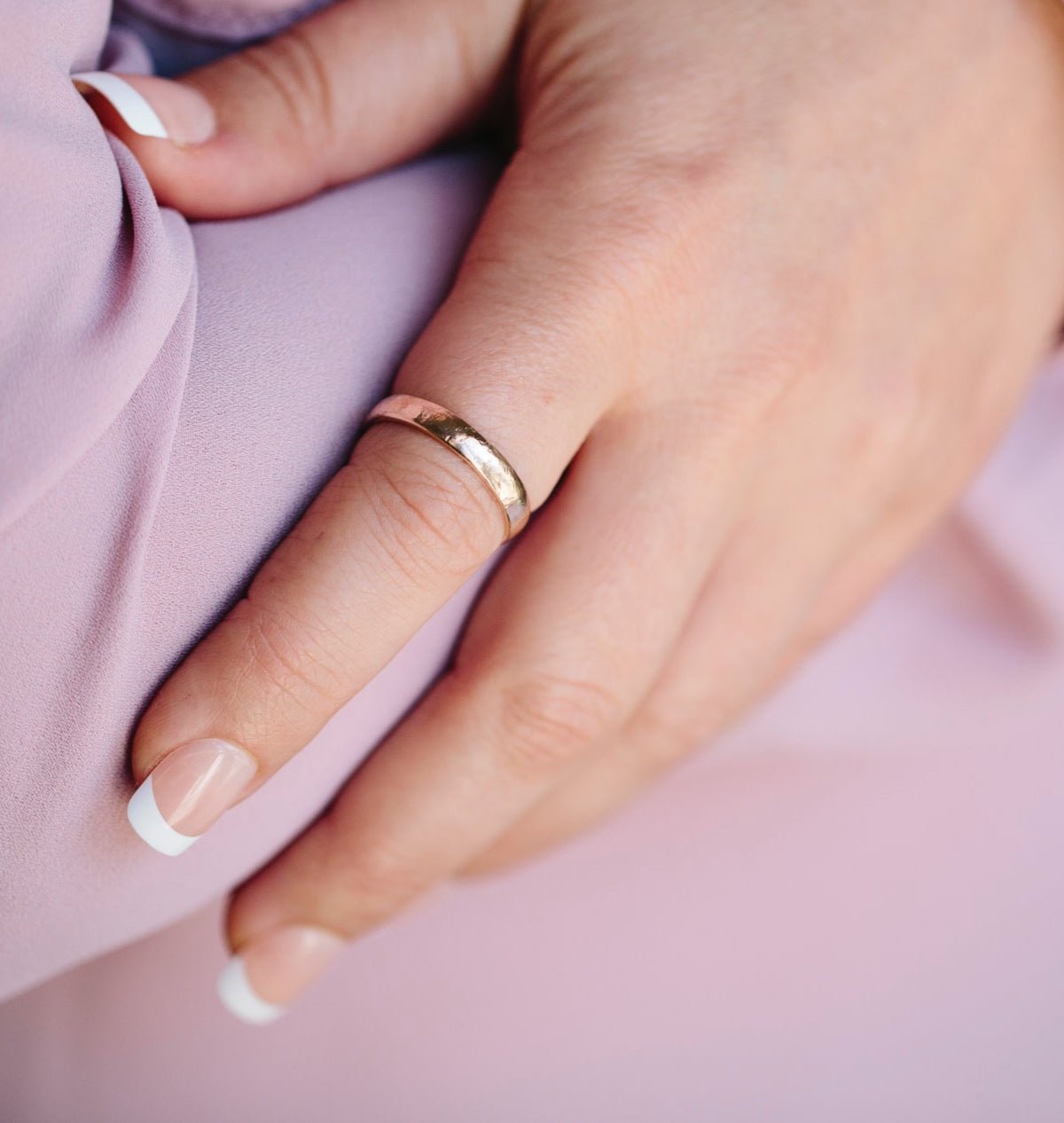 Fields | Hammered 14k Recycled Gold Wedding Band - MTD