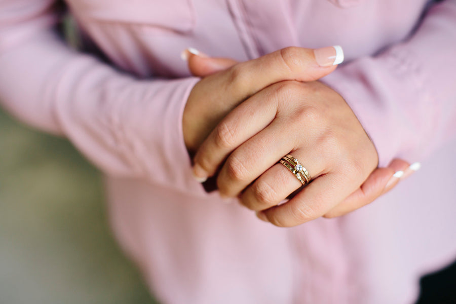 Diamond Hammered Stacking Rings - Melissa Tyson Designs