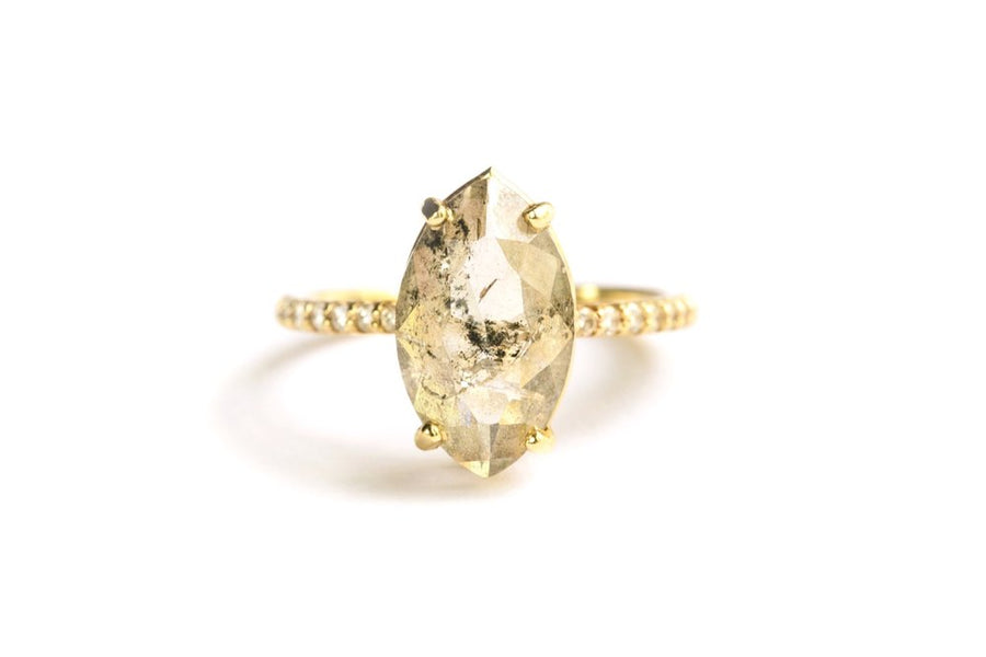 Kate | Salt & Pepper Diamond Marquise Engagement Ring Delicate - Melissa Tyson Designs