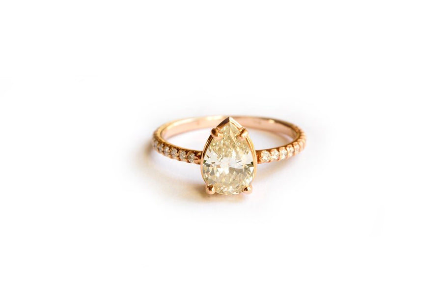Deco Dreams | Pear Diamond and Rose Gold Engagement Ring - Melissa Tyson Designs