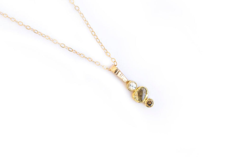 Diamond Pebbles Necklace | 14k Hammered Gold Diamond Necklace - Melissa Tyson Designs
