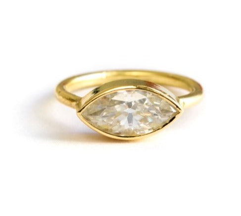 East West Marquise | Moissanite Marquise Engagement Ring 14k Gold - Melissa Tyson Designs