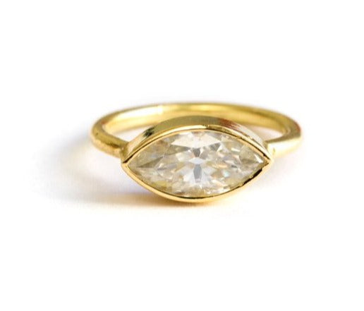 East West Marquise | Moissanite Marquise Engagement Ring 14k Gold - Melissa Tyson Designs