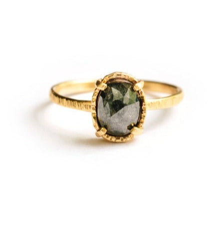 Sasha | Gray Oval Diamond Engagement Ring - Melissa Tyson Designs