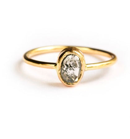 Oval Salt and Pepper Diamond Ring - Melissa Tyson Designs