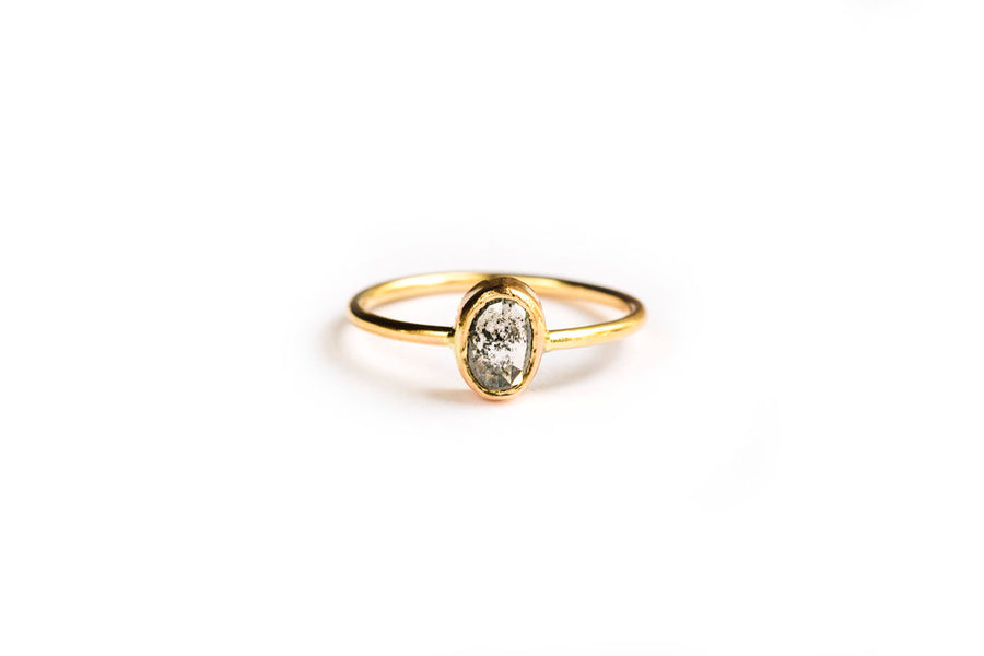 Oval Salt and Pepper Diamond Ring - Melissa Tyson Designs