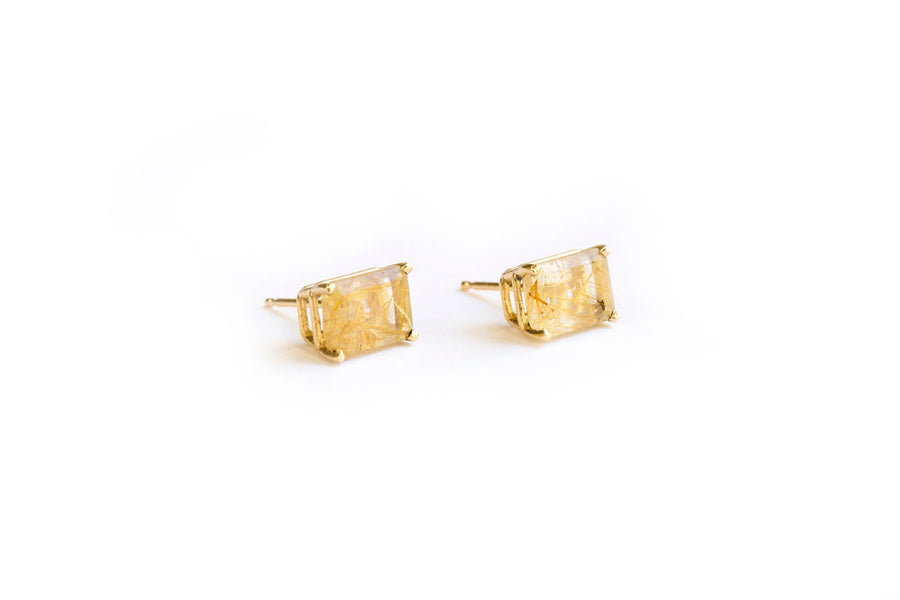 Wisp | Rutilated Quartz Studs 14k Gold - Melissa Tyson Designs