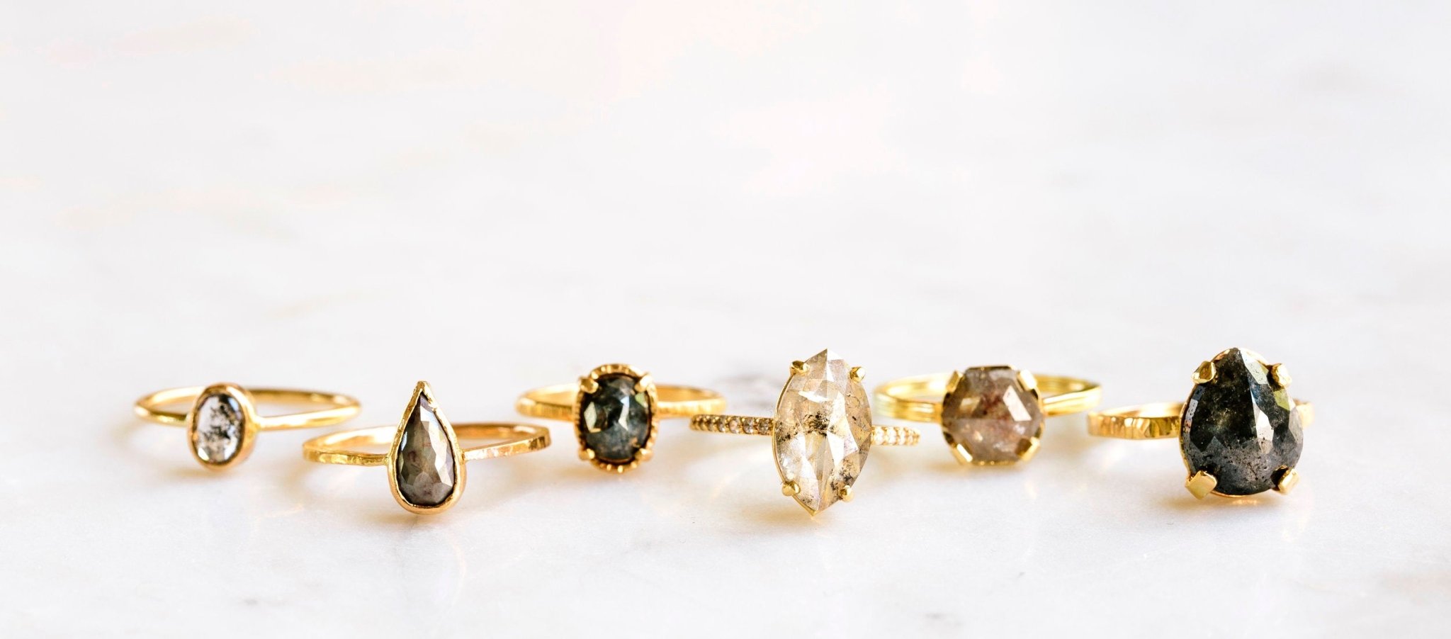 Kate | Salt & Pepper Diamond Marquise Engagement Ring Delicate - MTD