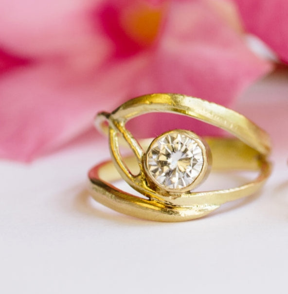 Swallowtail | Recycled Gold Organic Split Band Engagement Ring - Melissa Tyson Designs