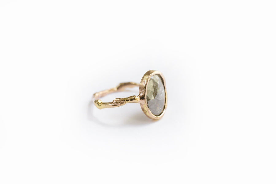 Willow | Oval Gray Rose Cut Diamond 14k Rose Gold Engagement Ring - Melissa Tyson Designs