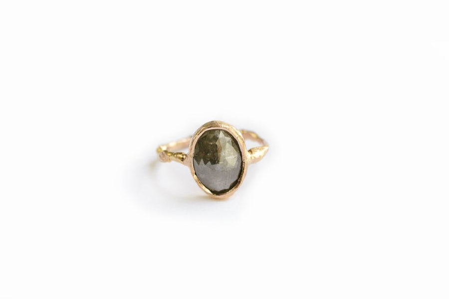 Willow | Oval Gray Rose Cut Diamond 14k Rose Gold Engagement Ring - Melissa Tyson Designs