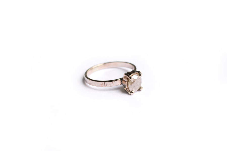 Glistening Snow | Gray Diamond 14k White Gold Hammered Engagement Ring - Melissa Tyson Designs
