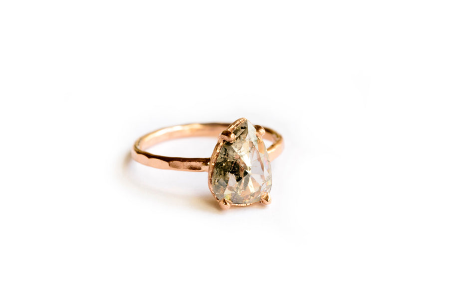 Salt and Pepper Pear | Diamond and Rose Gold Engagement Ring - Melissa Tyson Designs