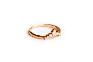 Deco Tiara | Pear Diamond Curved Wedding Band 14k Rose Gold - Melissa Tyson Designs