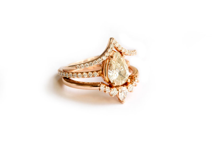 Deco Dreams Stacking Set  | Diamond Stacking Engagement Ring Set - Melissa Tyson Designs