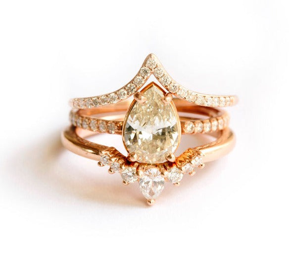 Deco Dreams Stacking Set  | Diamond Stacking Engagement Ring Set - Melissa Tyson Designs