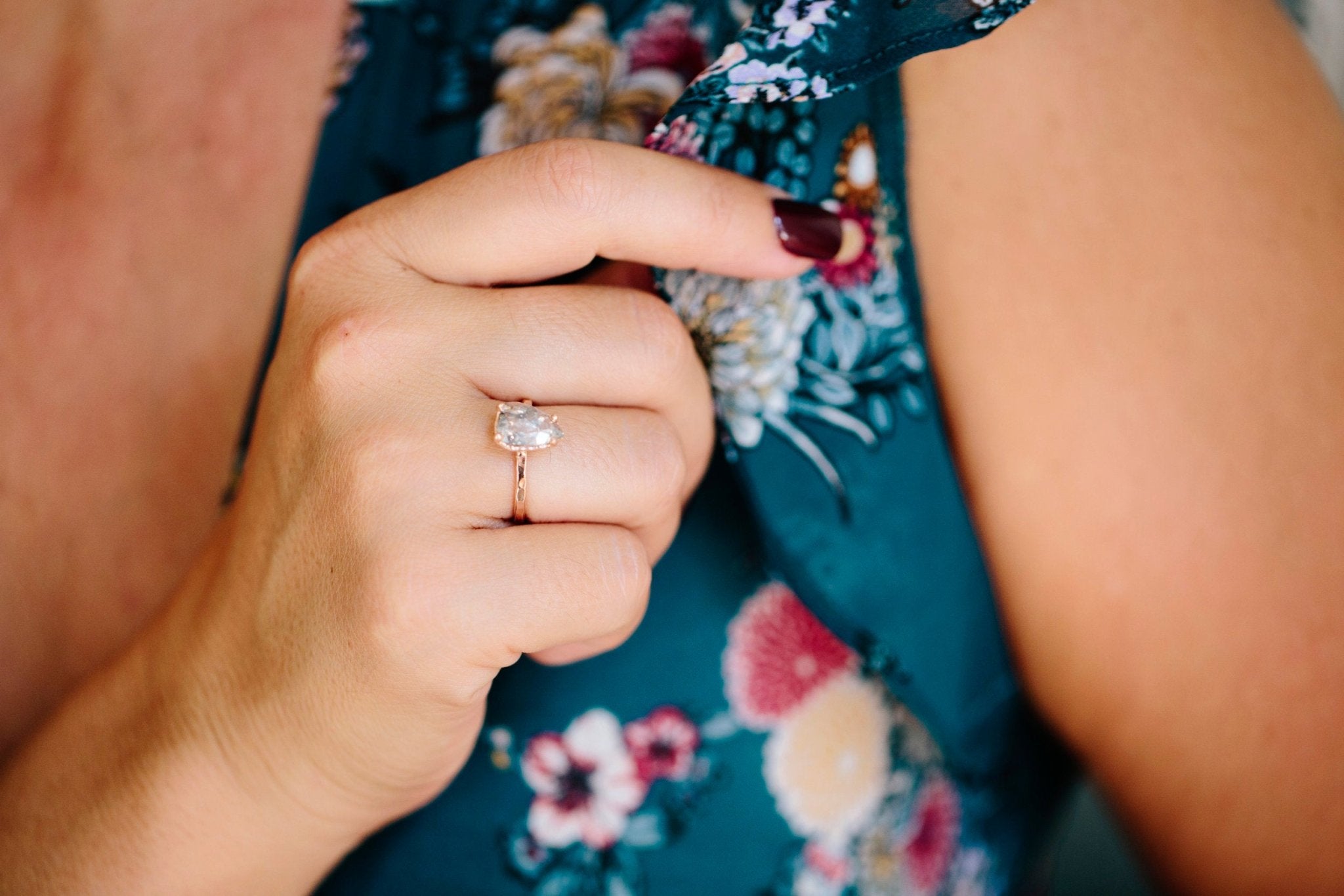 Moab Salt and Pepper Pear | Diamond and Rose Gold Engagement Ring - MTD