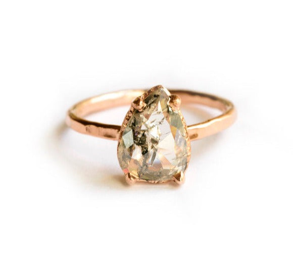 Salt and Pepper Pear | Diamond and Rose Gold Engagement Ring - Melissa Tyson Designs
