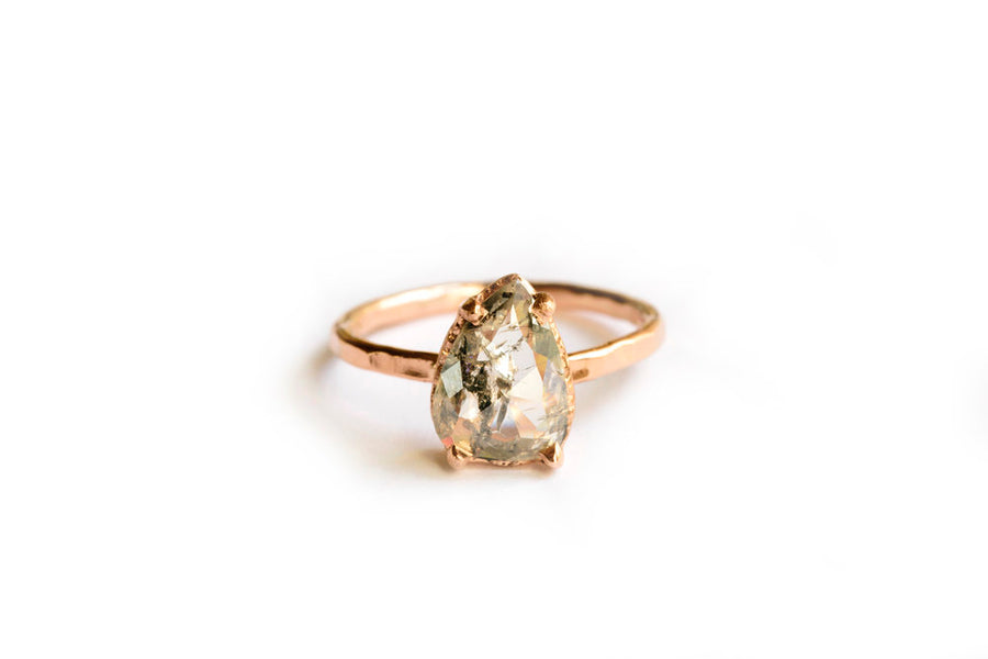 Salt and Pepper Pear | Diamond and Rose Gold Engagement Ring - Melissa Tyson Designs