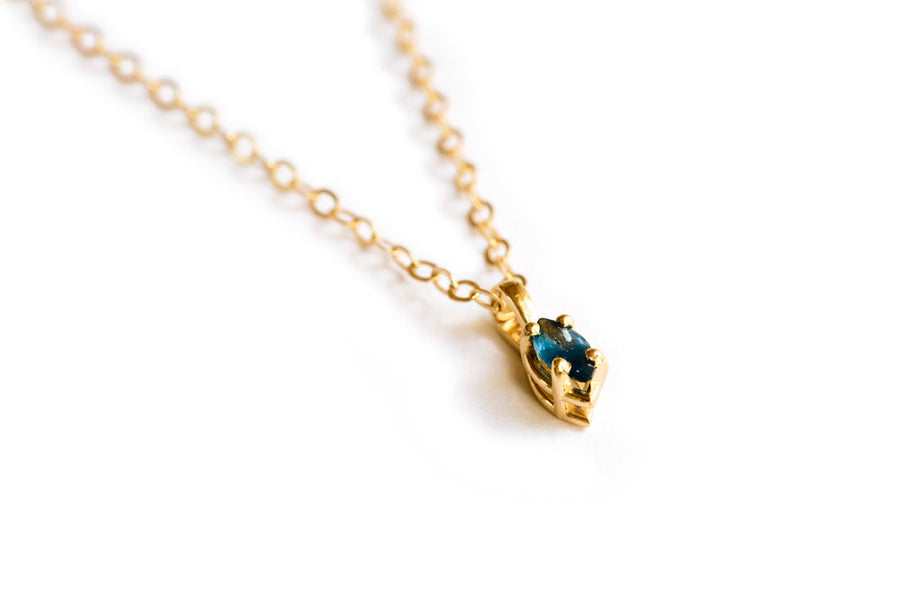 Midnight Marquise | Blue Sapphire and Gold Marquise Necklace - Melissa Tyson Designs