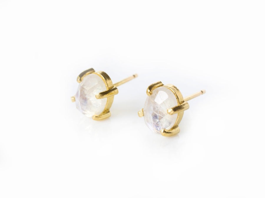 Moonstone | Gold Stud Earrings - Melissa Tyson Designs