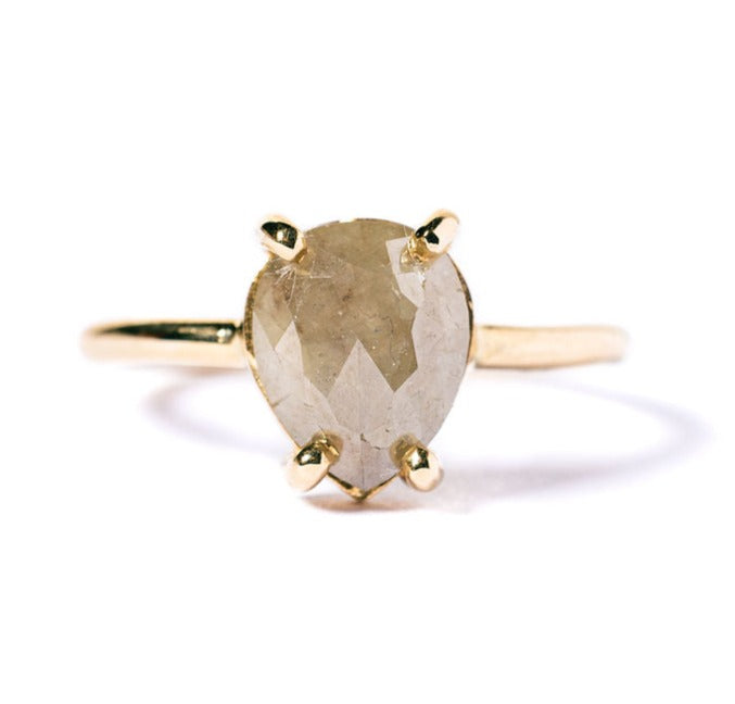 Ophelia | 1.5ct Salt and Pepper Pear Light Icy Gray Diamond Engagement Ring 14k Yellow Gold - MTD