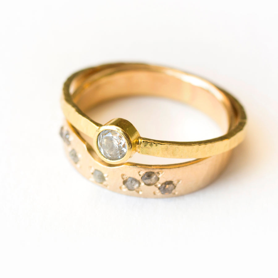 Parker | Hammered Diamond 14k Gold Engagement Ring - Melissa Tyson Designs