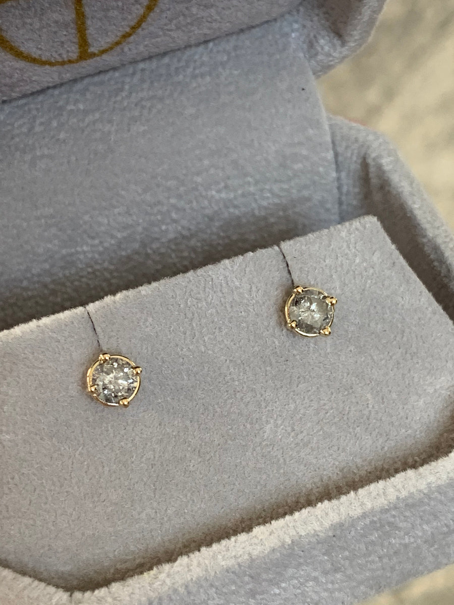 Salt and Pepper Diamond Studs | Gray Diamond Earrings | MTD