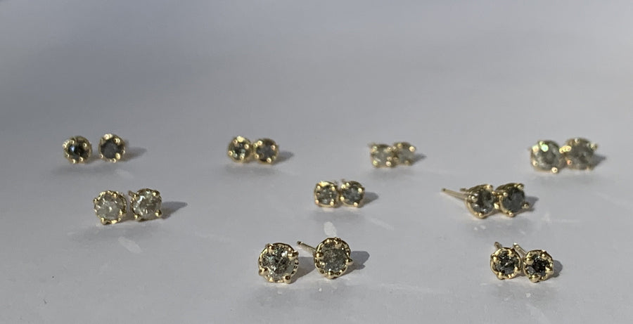 Salt and Pepper Diamond Studs | Gray Diamond Earrings - MTD