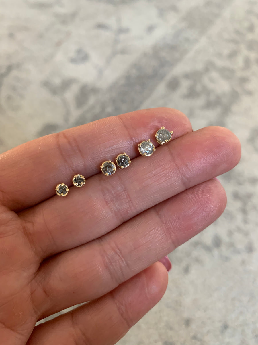 Salt and Pepper Diamond Studs | Gray Diamond Earrings - MTD