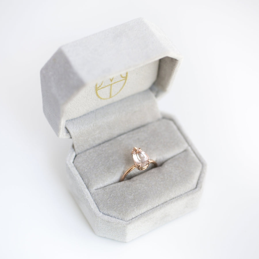 Pretty in Pink | Pear Pink Morganite Engagement Ring in 14k Rose Gold - Melissa Tyson Designs