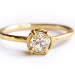 Elizabeth | Old Mine Cut Diamond Engagement Ring Hammered 14k Recycled Gold - MTD