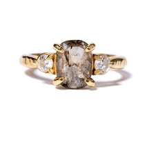 Victoria 3 Stone Salt and Pepper Diamond Engagement Ring - MTD