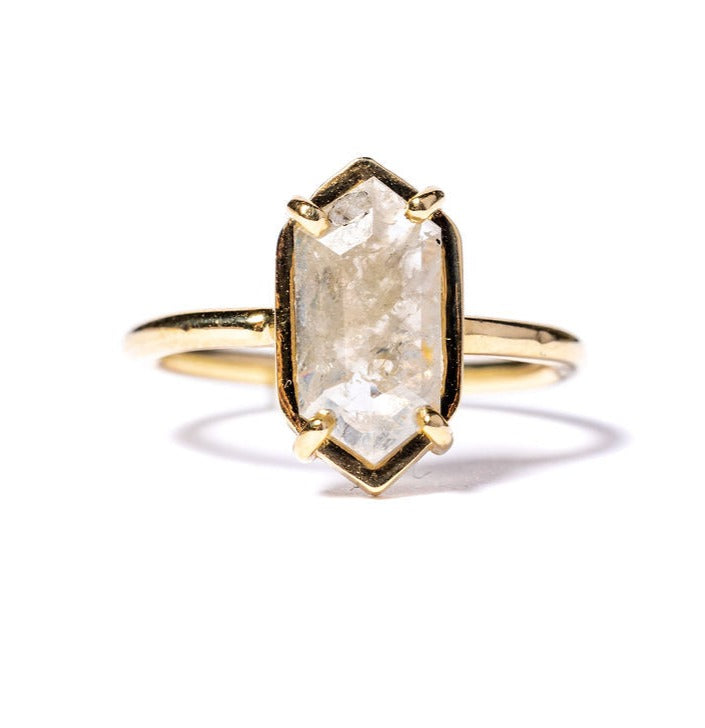 Waverly | 1.07ct Elongated Hexagon Salt and Pepper Diamond 14k Yellow Gold Engagement Ring - MTD