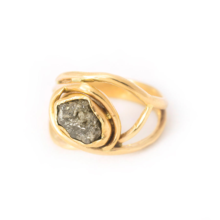 Zena | Raw Gray Diamond Engagement Ring and Wedding Band - Melissa Tyson Designs
