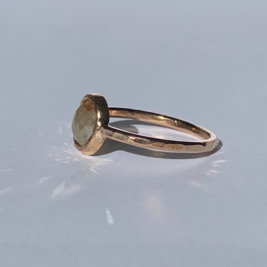 Painted Desert | Oval Rose Cut Champagne Diamond Engagement Ring - MTD