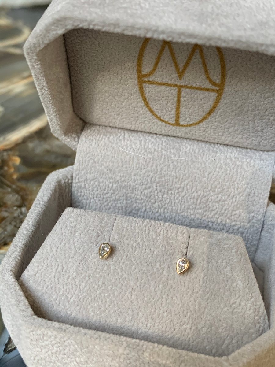Tiny Pear Diamond Studs - MTD