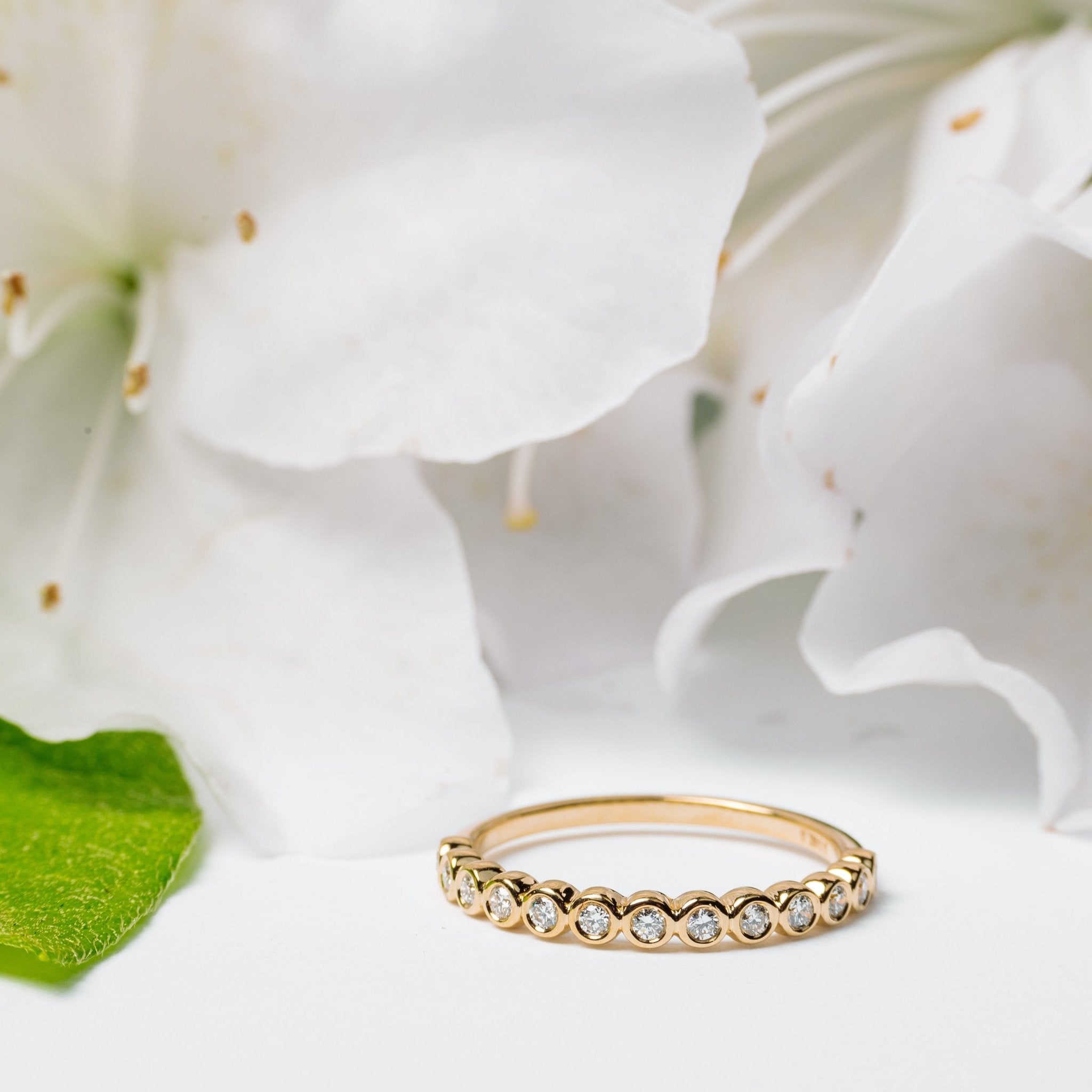 Bubble Band Bezel Set Diamond Wedding Band - MTD