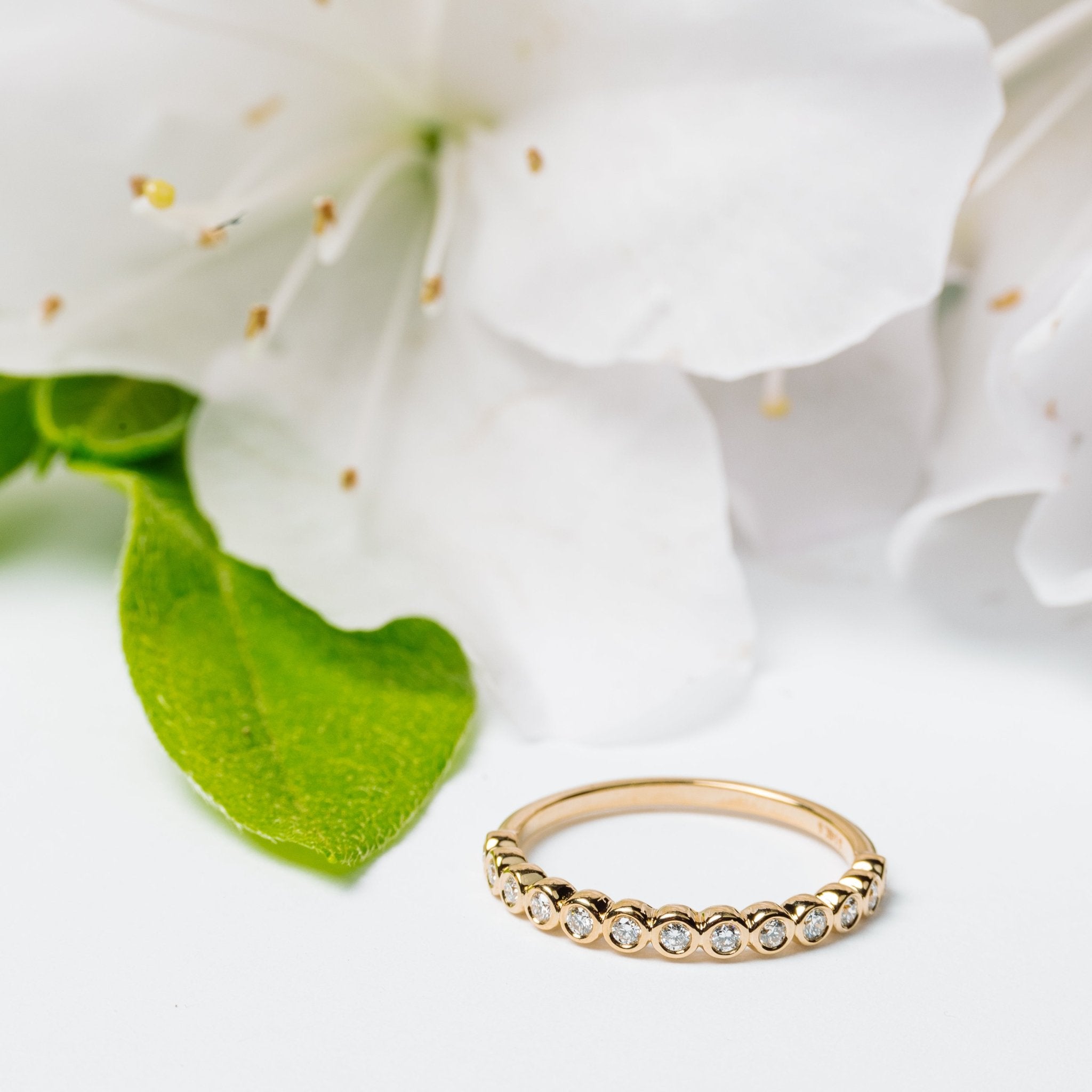 Bubble Band Bezel Set Diamond Wedding Band - MTD